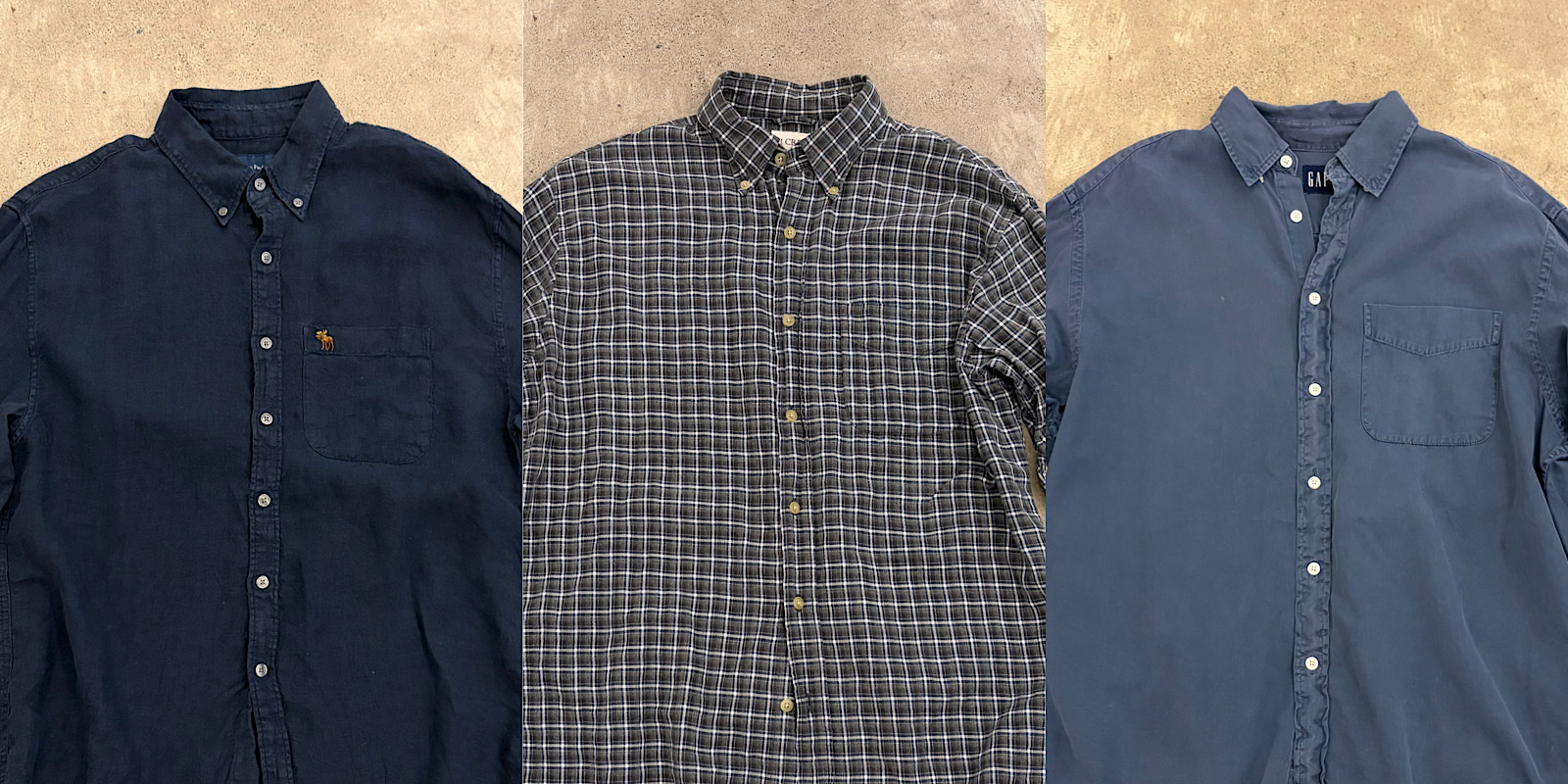【Commune H フリマ】Compからシャツ3枚が届きました。三者三様の素材、やれ感、サイジング。これは買いです。